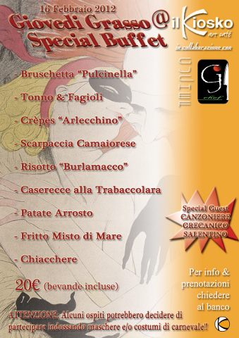 immagine:  Special Giovedi Grasso Gastro-Musicale al Kiosko